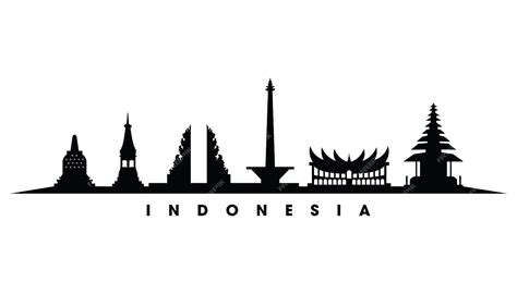 Premium Vector | Indonesian travel destination silhouette vector ...