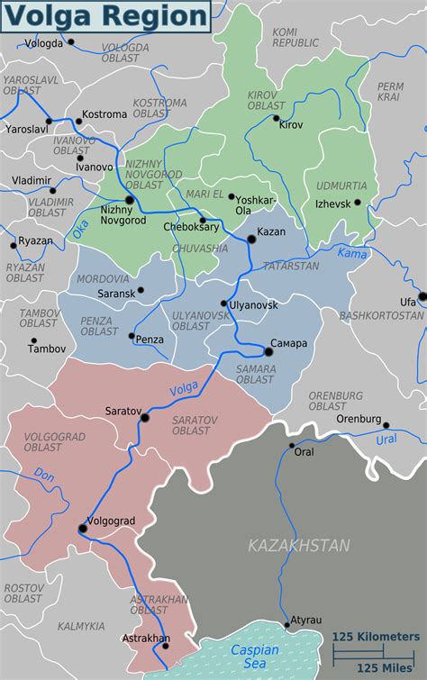 Volga Regions Map2 - MapSof.net