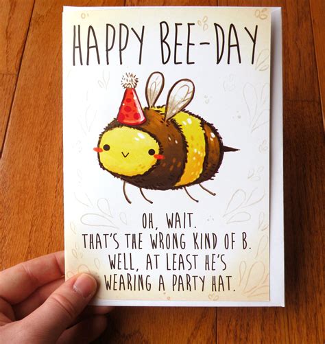 Funny Birthday Card Bee Card Cards Cute Cards Greeting - Etsy