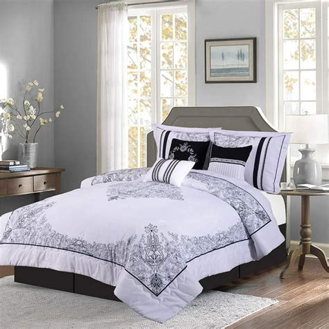 Empire Home 7 Piece Nadia White California King Size Oversized Elegant Comforter Set - Royalty ...