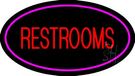 Restrooms Oval Pink LED Neon Sign - Restroom Neon Signs - Everything Neon