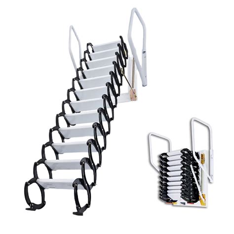 Buy INTSUPERMAI Attic Steps Pull Down 12 Steps Attic Stairs Alloy Attic Access Ladder Black ...