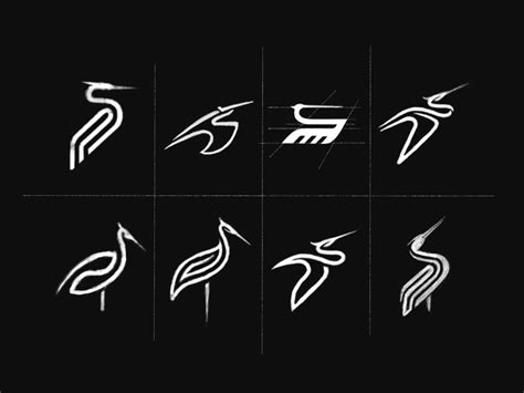 White Stork Logo Design Sketches | Minimalist logo design, Logo design, Logo sketches