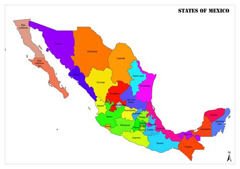 Mexico States Map Labeled Vector Mexico Map By State - vrogue.co