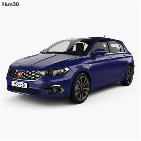 Fiat Tipo hatchback with HQ interior 2017 3D model - Vehicles on Hum3D