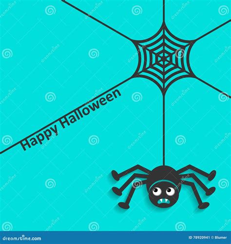 Happy Halloween Spider Web and Spider Stock Vector - Illustration of funny, creature: 78920941