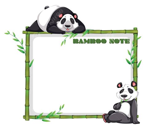 Border Design With Bamboo And Panda Clip Art Frame Board Vector, Clip Art, Frame, Board PNG and ...