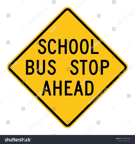 School Bus Stop Ahead Road Sign Clipart - Royalty Free Stock Vector ...