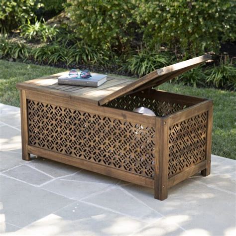 outdoor coffee table with storage decorative cutouts for rustic modern ...