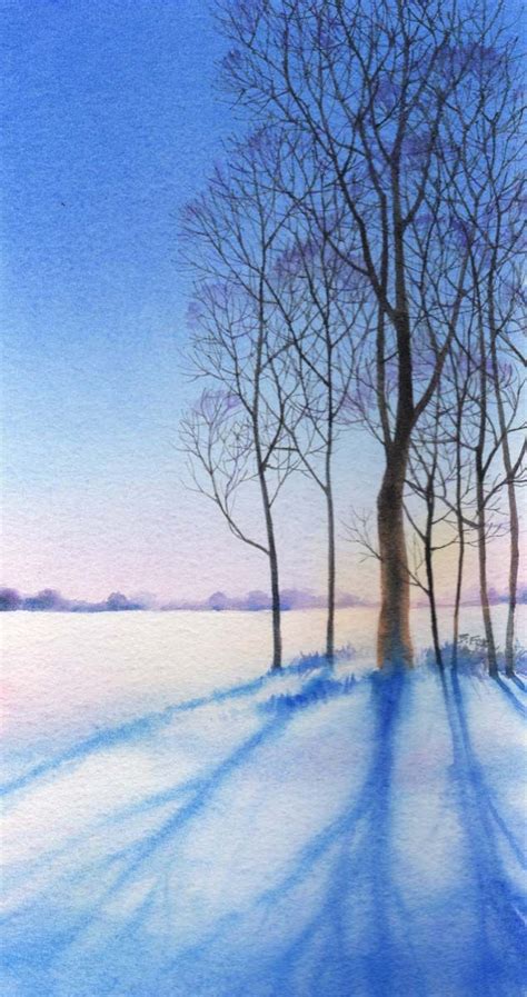 I love this | Watercolor landscape paintings, Winter landscape ...