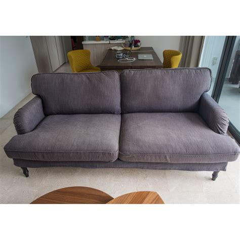 Three-seat sofa IKEA STOCKSUND (dark grey, black legs), Furniture ...