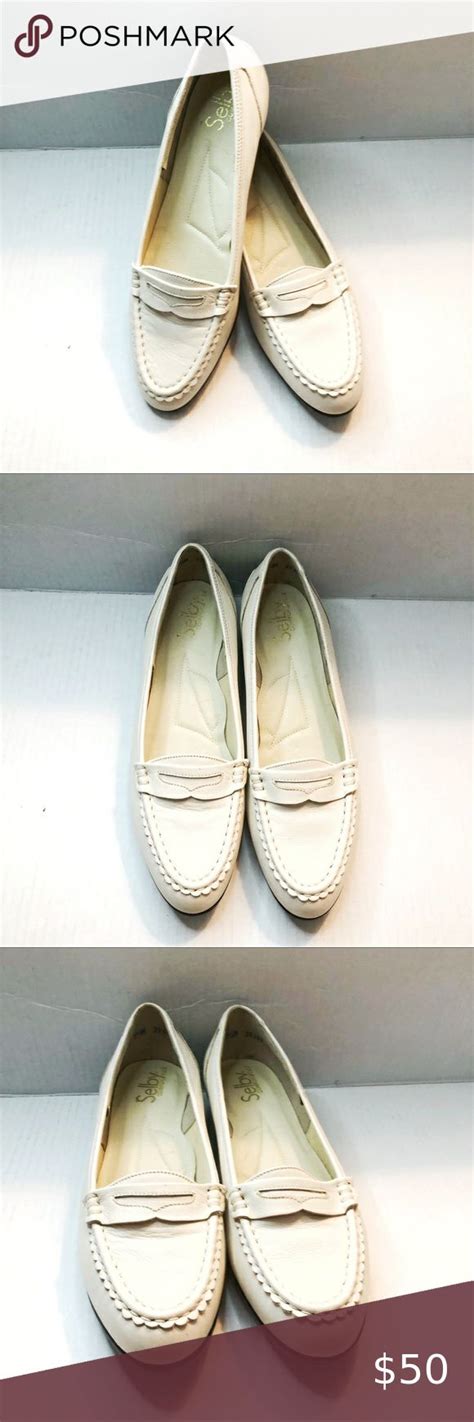 Selby Shoes Comfort Flex Cream Leather Wedge Loafers Sz 9.5 EUC Slip Ons