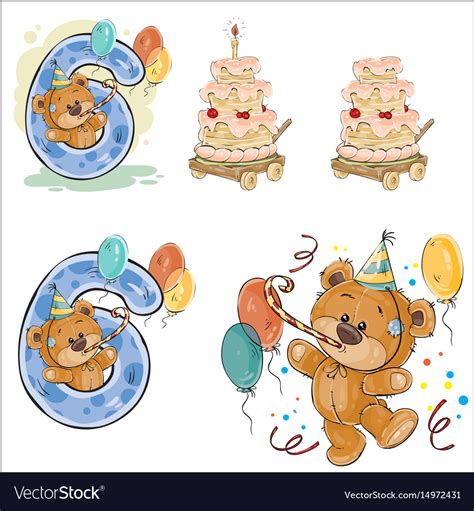 Set of with brown teddy bear Royalty Free Vector Image