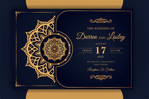 Luxury Mandala Wedding Invitation Card template with pattern Arabic ...