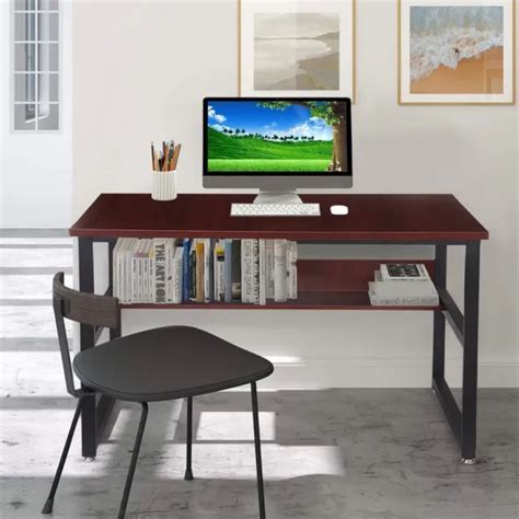 HOME COMPUTER DESK With Bookshelf Office Tables Workstation PC Laptop ...