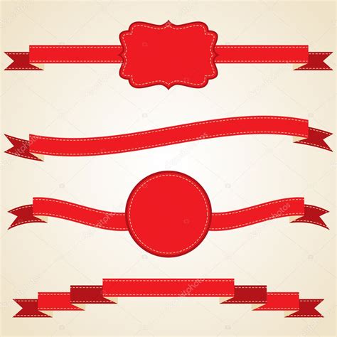 Set of curled red ribbons, vector illustration. Stock Vector Image by ©incomible #12322654