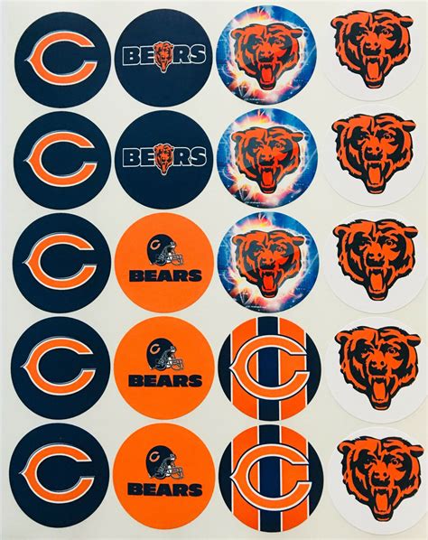 2 CHICAGO BEARS adhesive stickers Decal set of 40 or 100 | Etsy