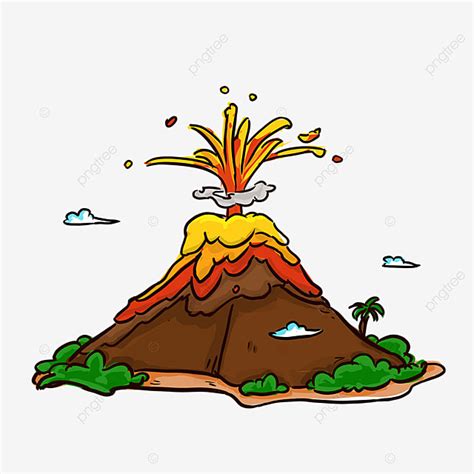 Erupting Volcano Clipart Vector, Cartoon Style Brown Volcano Erupting ...