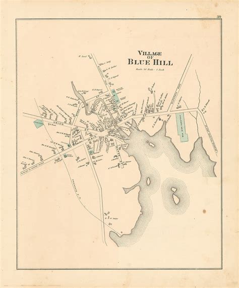 BLUE HILL Maine 1881 Map Replica or Genuine ORIGINAL | Etsy