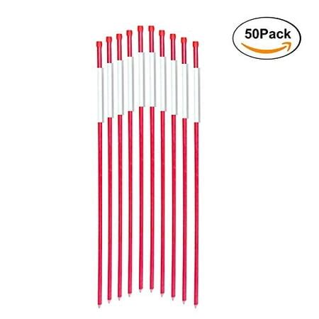 FiberMarker Driveway Markers 48-Inch Red 50-Pack 5/16-Inch Dia Solid Snow Poles Snow Markers ...