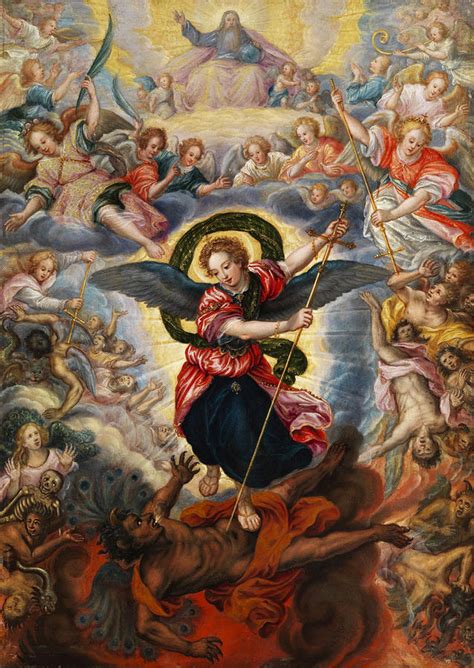 The Last Judgement with Saint Michael fighting with Satan Painting by Attributed to Hans ...