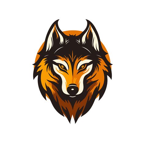 vector illustration of wolf head logo icon concept orange color for e sport team badge or ...