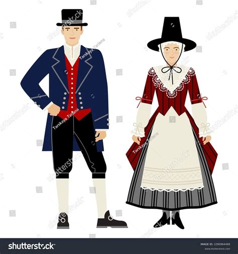 Girl Young Man Folk English Costume Stock Vector (Royalty Free ...