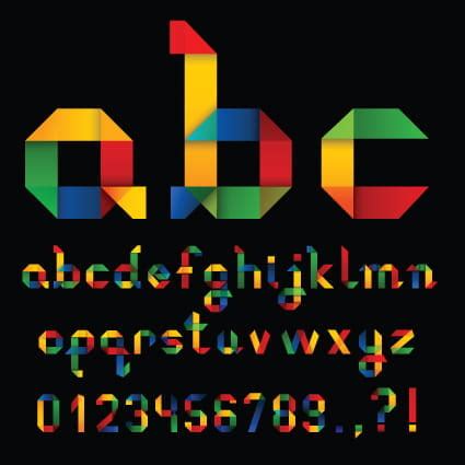 Set of Colorful Alphabet and numbers design vector eps | UIDownload