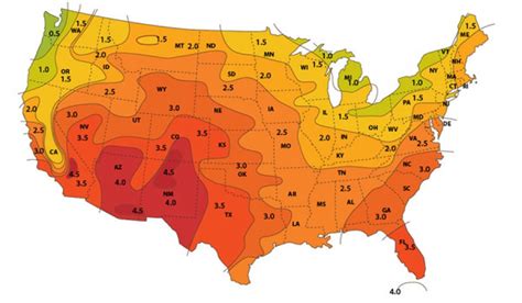 United States solar intensity map