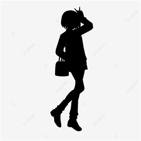 Anime Girl Silhouette Vector, Girl Silhouette, Anime Girl, Silhouette Vector PNG and Vector with ...