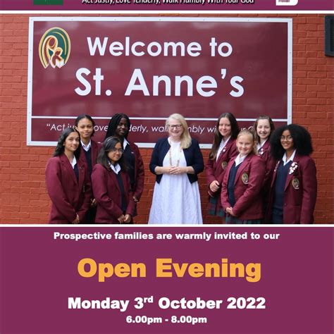 St. Anne's Catholic High School for Girls - St. Anne's Open Evening: Monday 3 October 2022