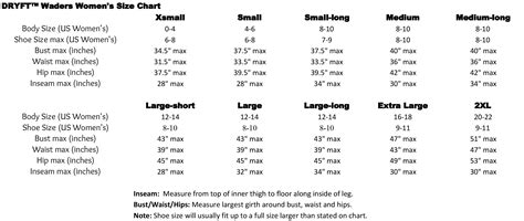 Sizing Charts - DRYFT™ Fishing Waders