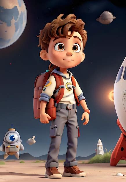 Premium Photo | 3d cartoon style character of Boy on planet created with Generative AI