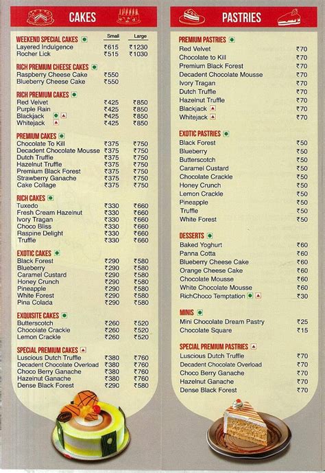 Menu at Merwans Cake Stop, Worli, Mumbai