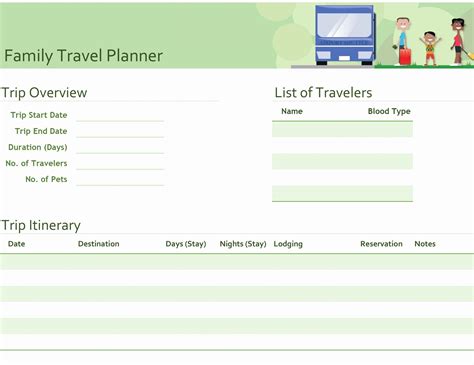 Travel Planner Template Excel