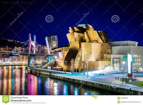 Guggenheim Museum in Bilbao at Night, Spain Editorial Image - Image of ...