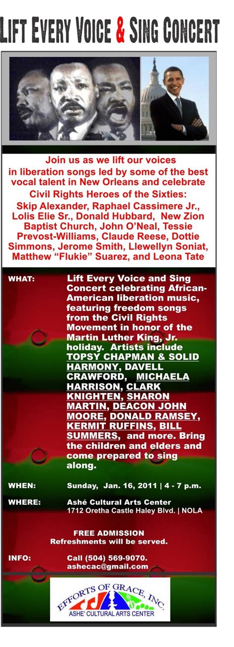 Ashé Cultural Arts Center Blog: Lift Every Voice & Sing Concert & Celebration of Civil Rights ...