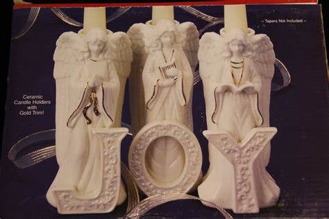 Joy Angels Ceramic Candle Holders with Gold Trim | Etsy