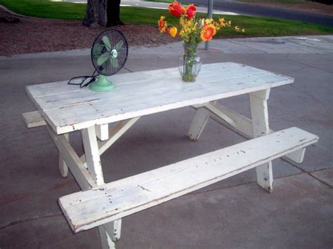 Old And Vintage Portable Outdoor Wooden Picnic Table With Bench Made From Reclaimed Wood And ...