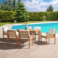 Okemo Acacia Wood Outdoor 7-Piece Outdoor Dining Set with Table and 6 ...