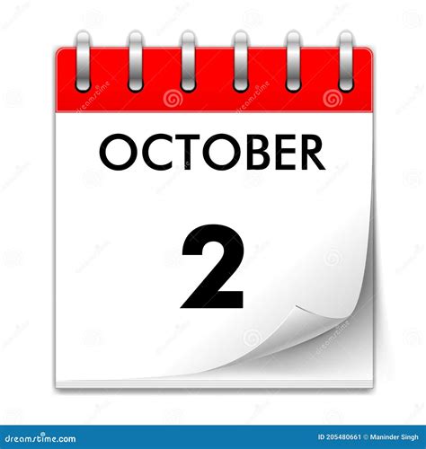 October 2 - Calendar Icon. Vector Illustration of One Day of Month. Stock Illustration ...