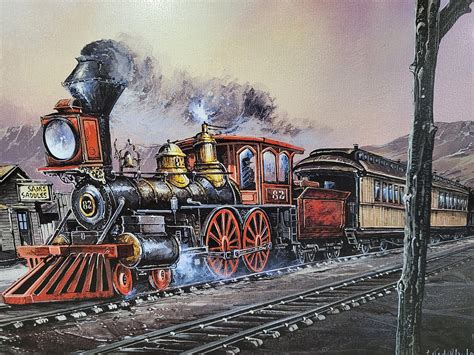 Train Print, Steam Locomotive, Vintage Lithograph, Blaylock 82 Rollin ...