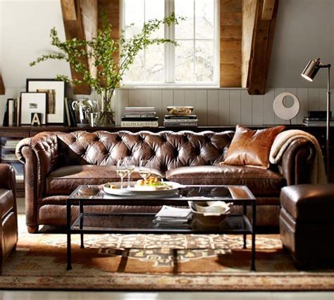 Chesterfield Leather Sofa | Pottery Barn | Chesterfield sofa living ...