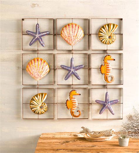 Metal Nautical Grid-Style Wall Art | Wind and Weather