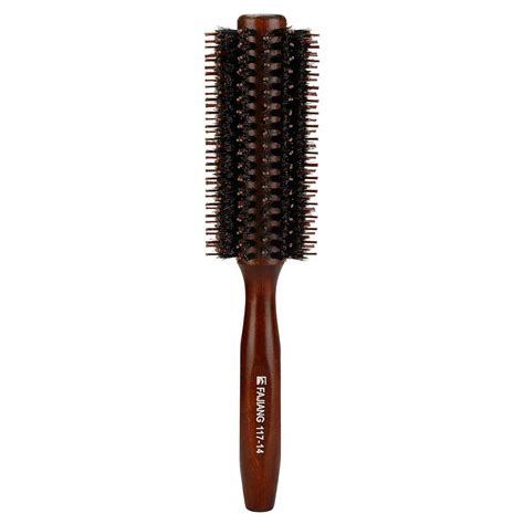 Natural Boar Bristle Round Comb Hair Brush with Ergonomic Natural Wood Handle,2.2 Inch,Styling ...