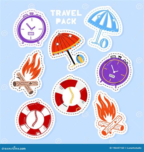 Set of Travel Stickers, Pins, Patches and Handwritten Collection in ...