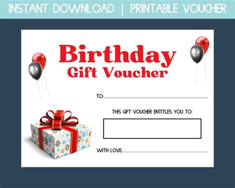 Printable Gift Card Blank Gift Certificate Birthday Gift - Etsy Australia