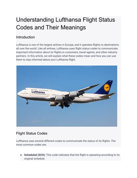 PPT - Understanding Lufthansa Flight Status Codes and Their Meanings ...