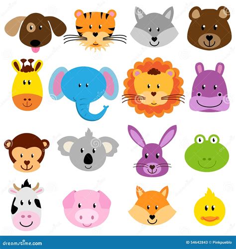 African Animal Faces Clipart, Safari Animals, Zoo Animals By ...