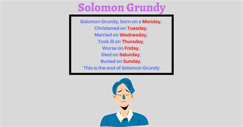 Solomon Grundy Printable Lyrics, Origins and Video